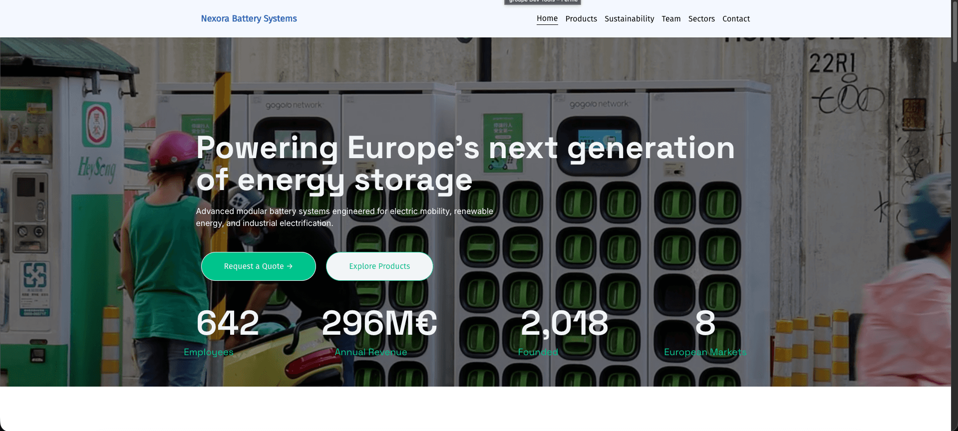 Nexora — Battery Systems Corporate Website
