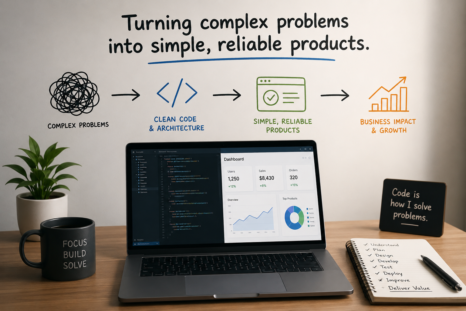 Developer working on full-stack web projects